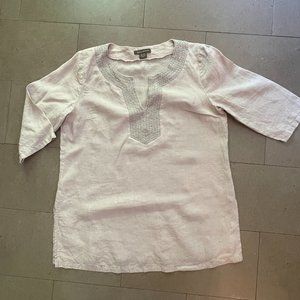 Tommy Bahama Light Tan Linen Tunic with Beading - Size XL